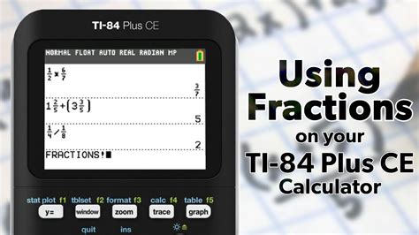 Ti-84 plus ce fraction button - Step-by-Step Procedure to Convert Decimal to Fraction on TI-84: Step 1: Enter the value of the decimal fraction on the calculator. Step 2: Press the “Math” button (circled above) on the calculator. You will see a display screen as shown below. Step 3: Press the “Enter” button to choose the first option “Frac” above.